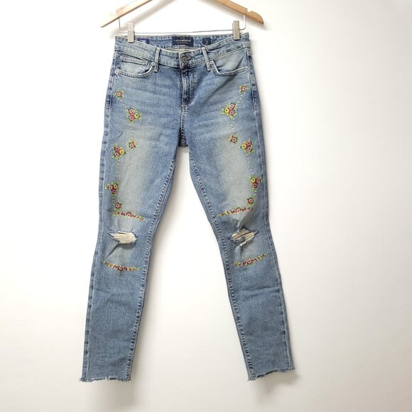 Lucky Brand Womens Emboridered Jeans Size 4/27  Stretch - Picture 1 of 10